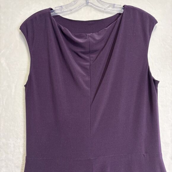Lauren Ralph Lauren Twist Knot Sheath Dress Size 16 Purple Sleeveless Stretch - Picture 6 of 11